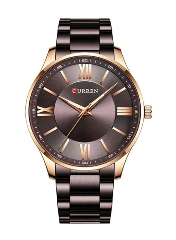 

Curren Analog Watch for Men with Stainless Steel Band, Water Resistant, Brown/Brown