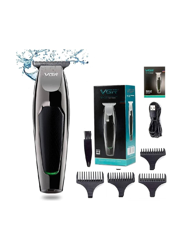 Rabos Professional Waterproof Grooming Low Noise Titanium Ceramic Blade Hair Trimmer, Black