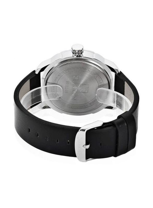 Curren Analog Watch for Men with Leather Band and Water Resistant, 8245, Black