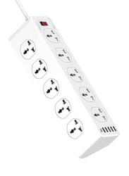 JBQ 10 Sockets with 5 USB Ports & 1 Type-C PD Port Desktop Extension Home Charger, White