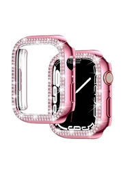 Diamond Watch Cover Guard with Shockproof Frame for Apple Watch 45mm, Rose Pink