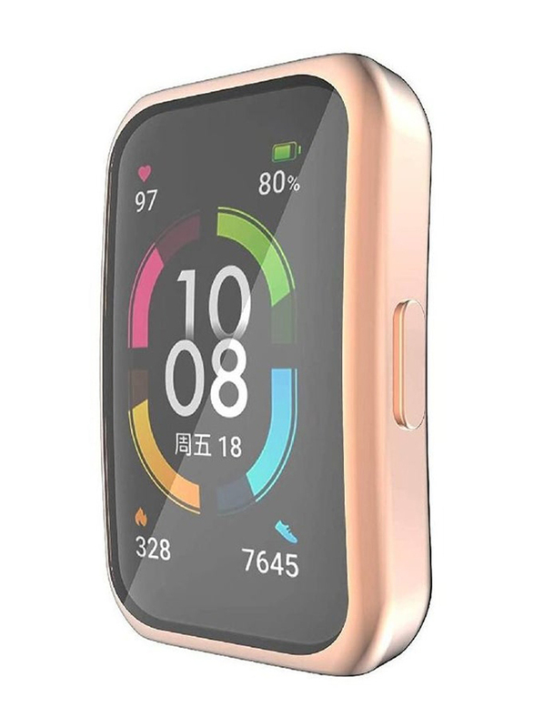 Full Coverage Scratch Proof Bumper Soft TPU Cover for Huawei Band 6/Honor Band 6, Rose Gold