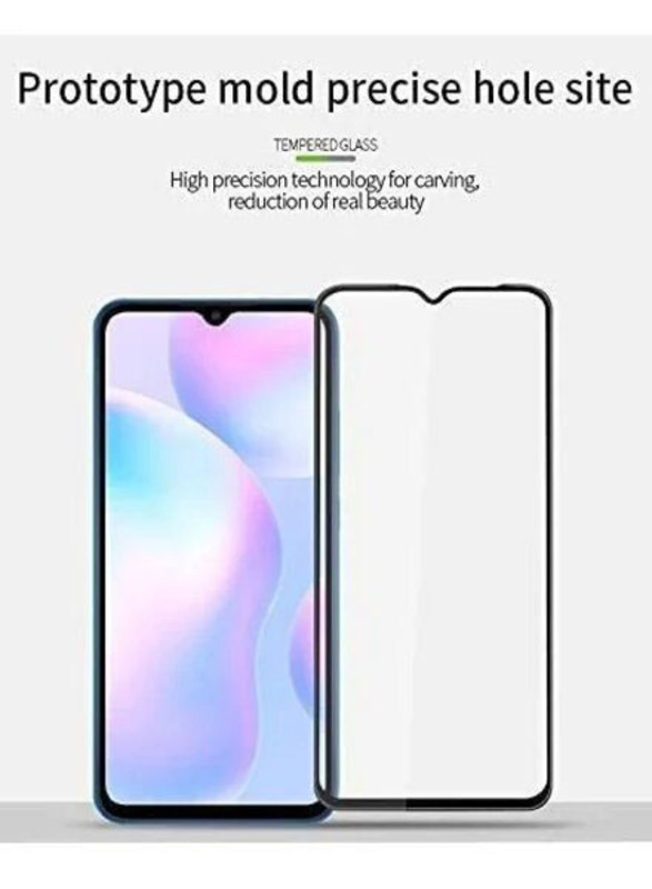 Xiaomi Redmi 9 Full-Screen Easy-to-Install Tempered Glass Screen Protector, Clear/Black