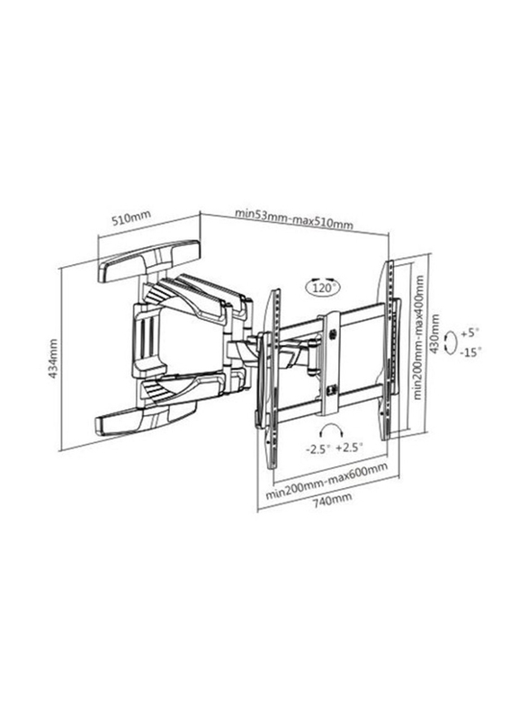 Skill Tech Swivel Wall Mount for LED/LCD/Curved TVs, Black