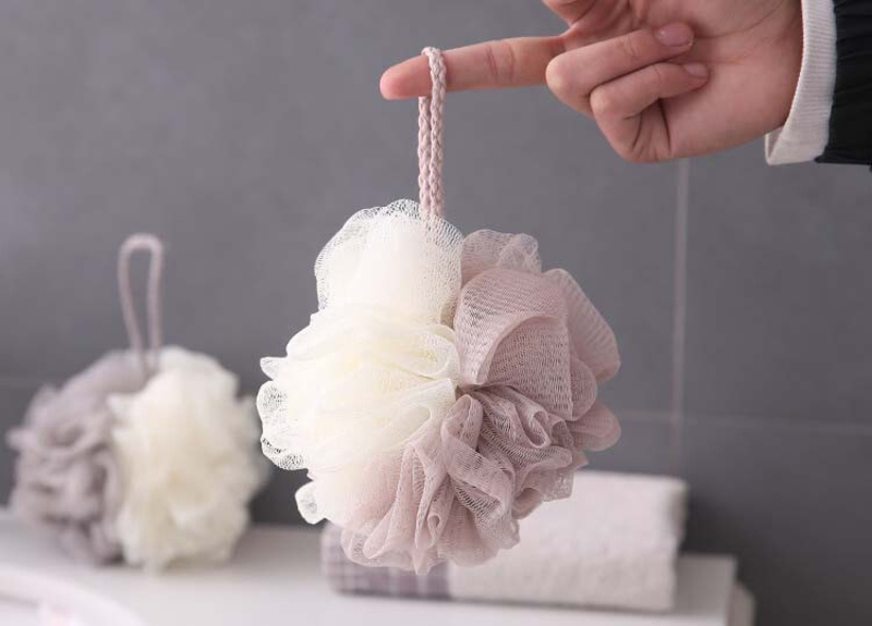 Soft Bath Sponge with Shower Mesh Foaming Loofah Exfoliating Scrubber, Multicolour