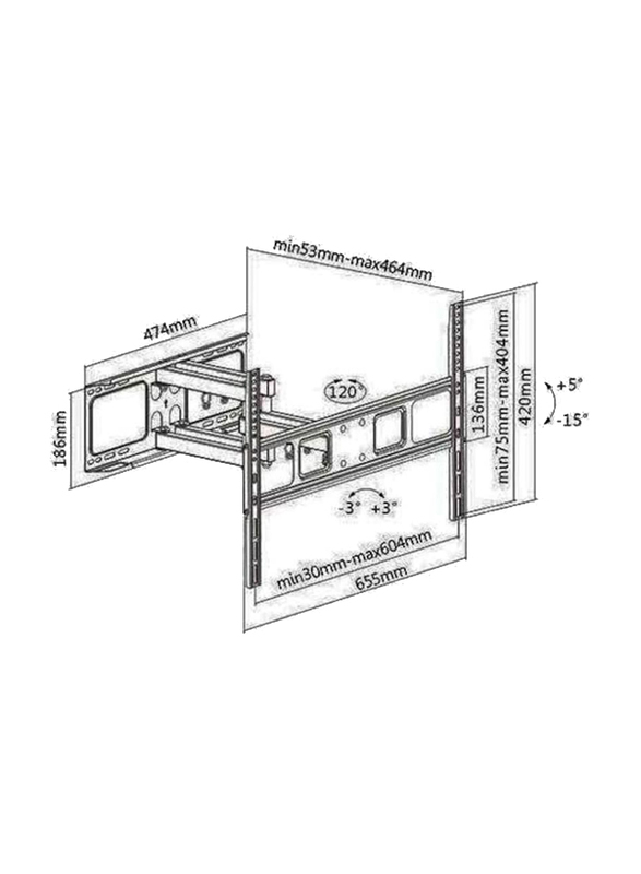 Swivel Articulating Dual Arms Head TV Wall Mount 37 to 70-inch TVs, Black