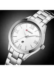 Curren Analog Watch for Women with Stainless Steel Band, 9007, Silver