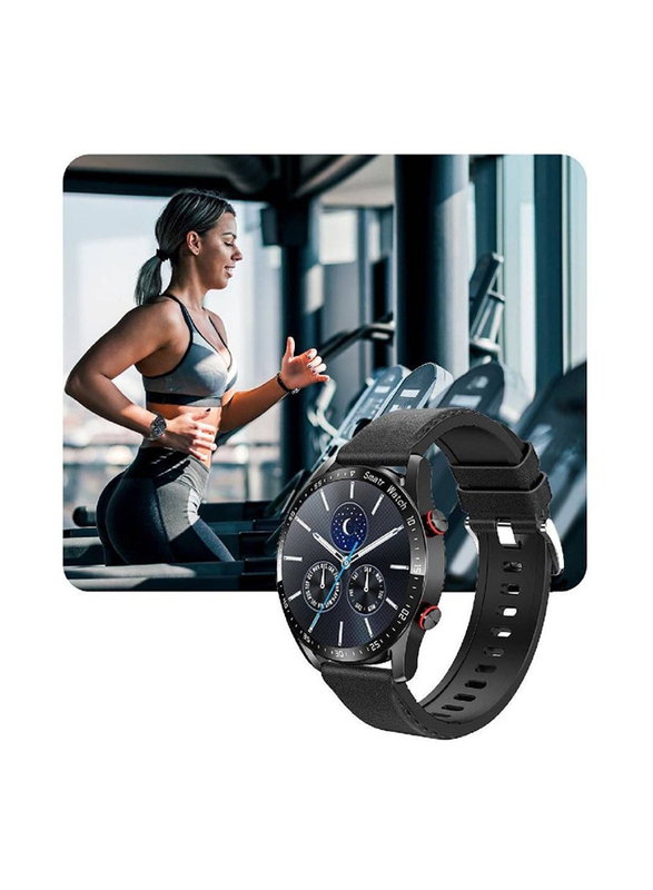 LW 46mm Smartwatch, Bluetooth Voice Call, HD Full Touching Screen, Smart Reminder, Heart Rate, Sleep Monitor, IP67 Waterproof, Black