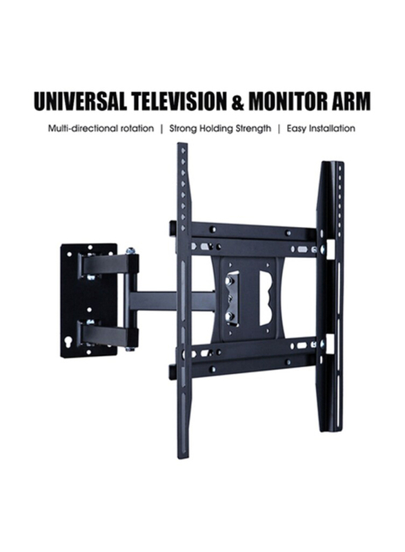 Dual Monitor Arm Television Screw Bracket Multi-directional Motion for 26-55 Inch, 22-50 Inch LCD/LED TV's, Black