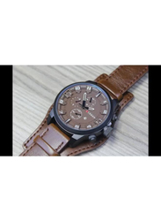 Curren Analog Watch for Men with Leather Band, Water Resistant, 8225, Brown-Brown