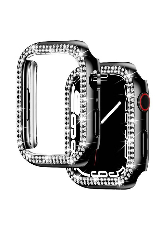 Watch Case Cover with Bling Crystal Diamond Protective Bumper Frame for Apple iWatch 41mm, Black