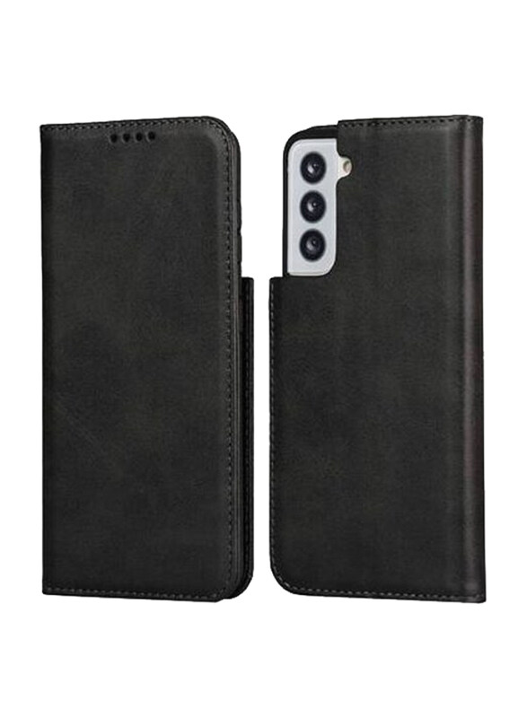 

Generic Samsung Galaxy S21 Plus 5G Leather Folio Flip Mobile Phone Case Cover, Black