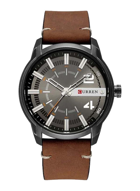 

Curren Analog Watch for Men with Leather Band, M-8306-5, Brown-Black