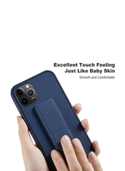 Apple iPhone 14 Pro Foldable Silicone Magnetic Finger Strap and Hand Grip Mobile Phone Back Case Cover, Blue