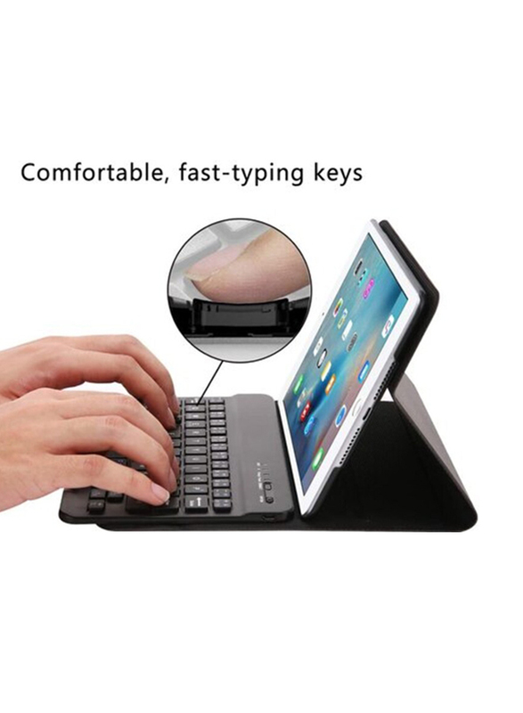 Ntech Wireless Rechargeable Detachable Bluetooth English Keyboard with Case, Flip Stand & Auto Sleep/Wake for iPad Mini 4, Black