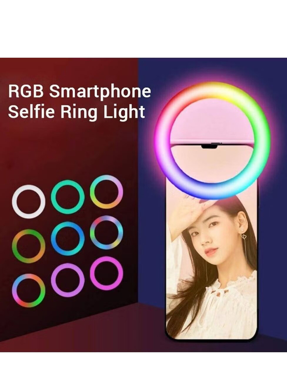 Mini Clip-on Smartphone Selfie Ring RGB LED Light for Smartphones, White