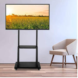 HYX Mobile TV Stand Rolling Cart Trolley for 42-80 Inch Flat Panels Floor TV Mount with Wheels, Black