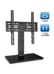 Ntech Tabletop TV Stand for 27 to 55 Inch Screen with Swivel Adjustable Height & Anti-Tip Strap Cable Management Universal Table TV Base Bracket, Tt103702Gb, Black