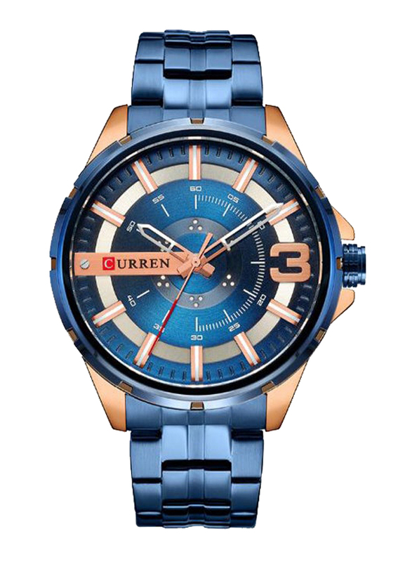 Curren Analog Watch for Men with Alloy Band, Water Resistant, 8333, Blue