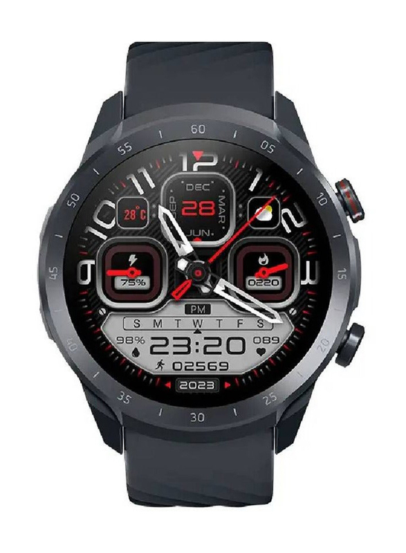 Mibro 1.39" A2 Sporty Bluetooth Calling Smartwatch with HD Screen, Round Dual Straps, Optical Heart Rate Sensor, SpO2 Sensor, Accelerometer, BT 5.3 Connectivity, 20M Waterproof 350mAh Battery, Black