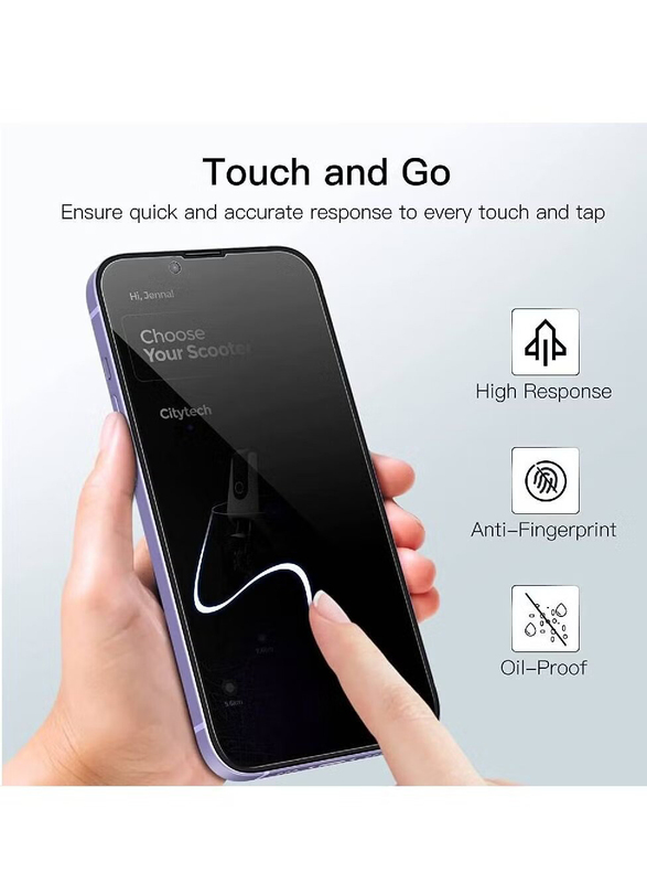 Apple iPhone 14 Anti-Scratch Privacy Tempered Glass Screen Protector, Transparent