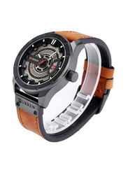 Curren Analog Watch for Men with Leather Band, Water Resistance, J4171BGBR-KM, Brown-Grey