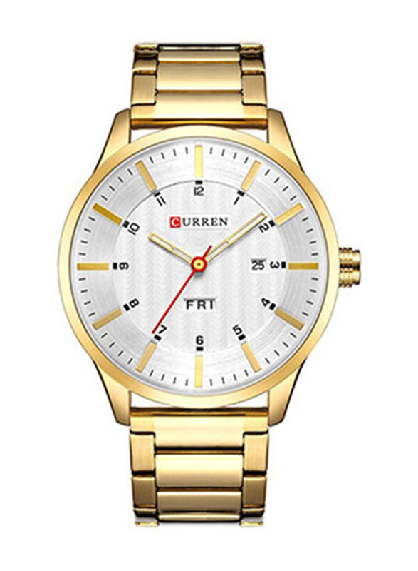 Curren Analog Watch for Men with Metal Band and Water Resistant, 8316, Gold-Silver