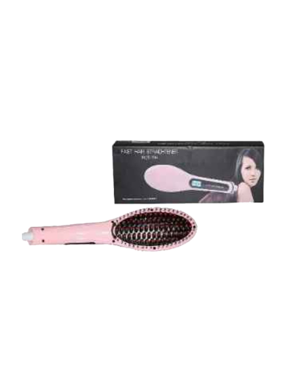 XiuWoo Fast Hair Straightener Electric Comb Brush With LCD Display, Pink
