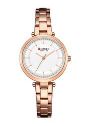 Curren Analog Watch for Women with Stainless Steel Band, Water Resistant, J4170RGW-KM, Rose Gold-White