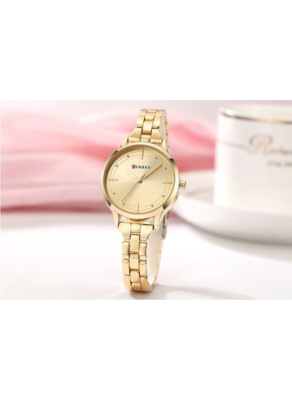 Curren Analog Watch for Women with Alloy Band and Water Resistant, 9019, Gold