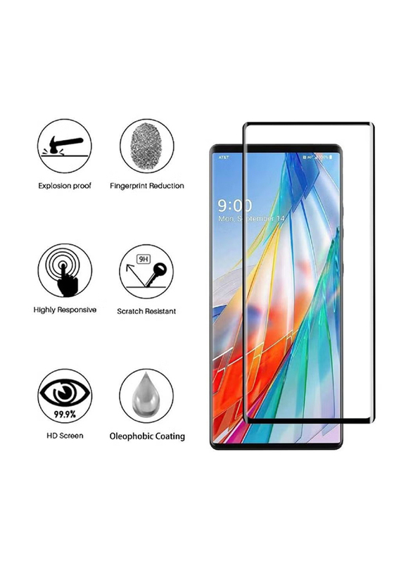 HYX LG Wing Full Coverage HD Clear Anti-Scratch Anti-Fingerprint Tempered Glass Screen Protector, 2-Piece, Clear