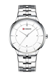 Curren Analog Watch for Men with Stainless Steel Band and Water Resistant, 8327, Silver-White