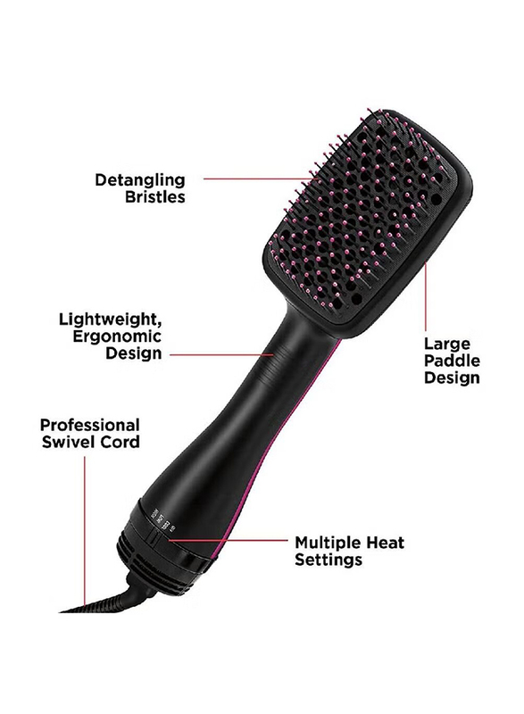 Arabest Professional Multi-Function One-Step Hair Dryer and Styler, Black/Pink