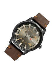 Curren Analog Watch for Men with Leather Band, Water Resistant, 8306-6, Brown-Black