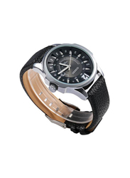 Curren Analog Watch for Men with Leather Band, Water Resistant, 8123, Black-White