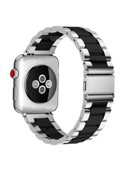 ICS Replacement Strap Stainless Steel Strap Band for Apple Watch 38mm/40mm, Silver/Black