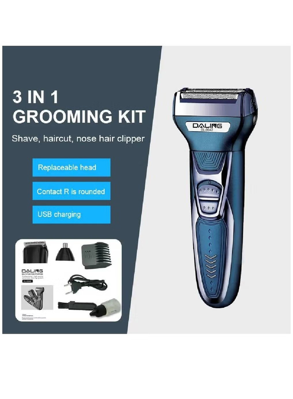 Daling Multi-Function 3 in 1 Rechargeable Grooming Kit, Blue