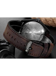 Curren Analog Watch for Men with Leather Band, Water Resistant, 8301R, Brown-Grey
