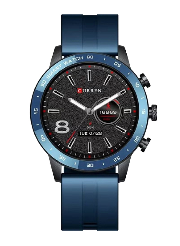 Curren New Men Smartwatches With Big Screen Retina HD 1.3 Inch Long Standby Fitness Sports Wristwatches, Blue