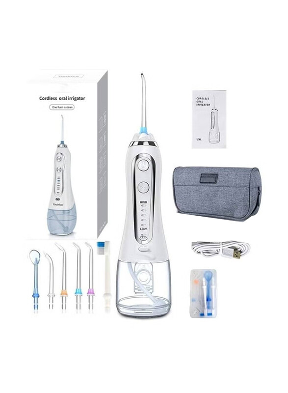 

Arabest Water Flosser Cordless Oral Irrigator Portable Rechargeable Dental Flossers with 5 Modes, White