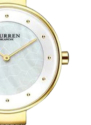 Curren Analog Watch for Women with Stainless Steel Band, Water Resistant, 9032, Silver-White