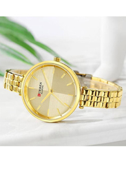 Curren Analog Watch for Women with Stainless Steel Band, Water Resistant, Gold