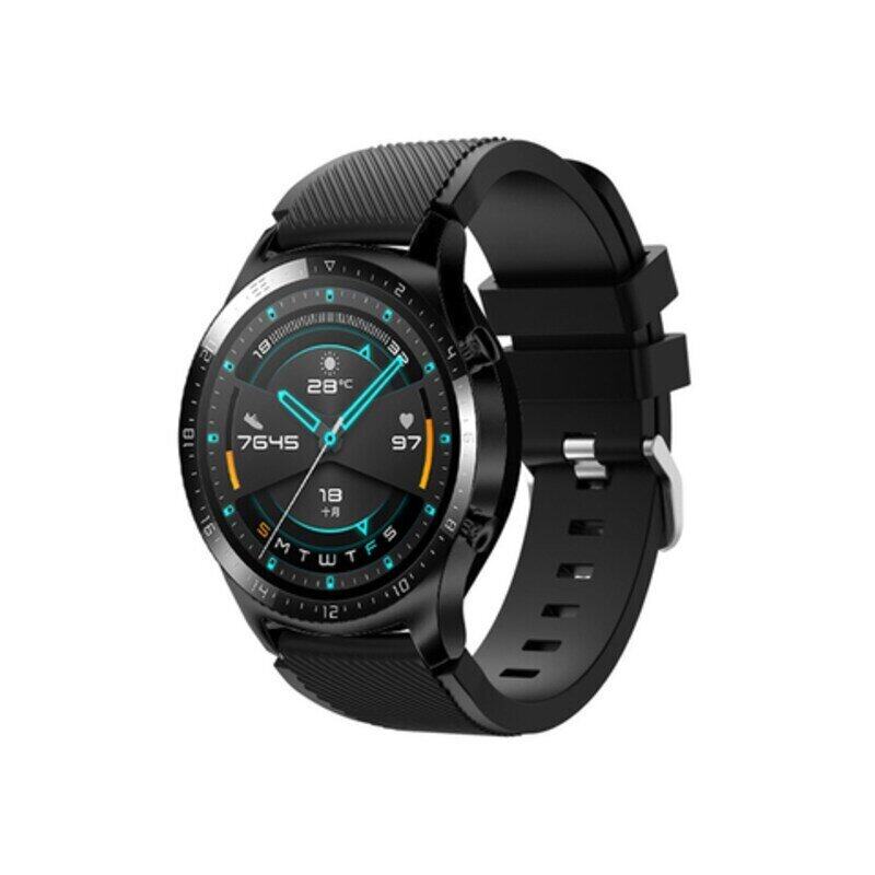 

Generic 22mm Replacement Silicone Watch Strap Wristband with Buckle Stripe Surface for Huawei GT 2 46mm & Magic 2 46mm Watch, Black