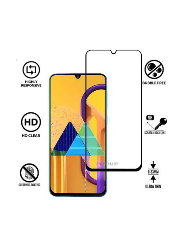 Samsung Galaxy M30 Full Glue Edge-to-Edge Tempered Glass Screen Protector, Black/Clear