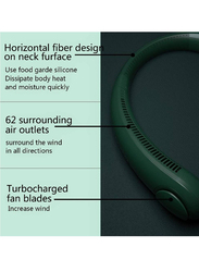 Portable Bladeless 360° Cooling USB Rechargeable Headphone Design 3 Wind Speed Neck Fan, Green