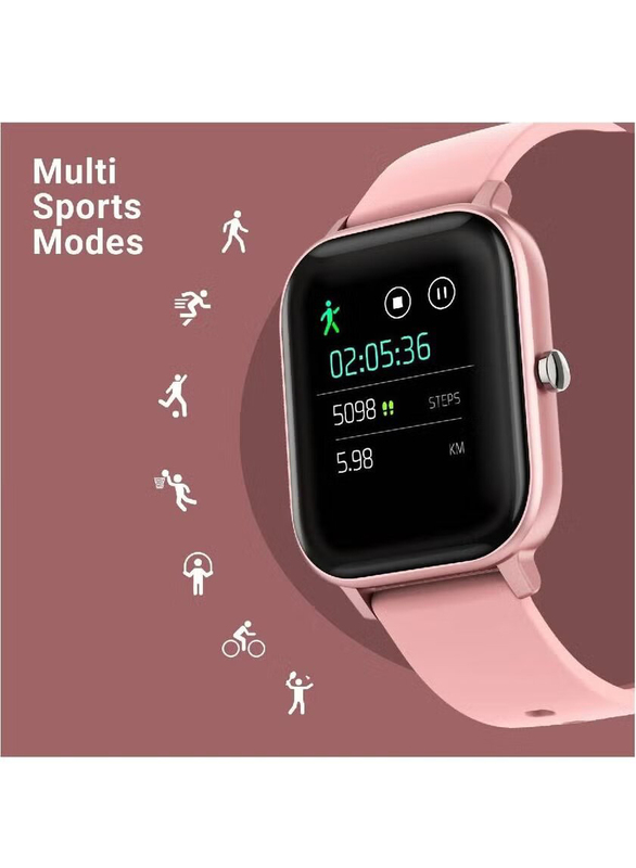 20mm Full Touch Smartwatch with Heart Rate, Fitness and Sports Tracking, Pink