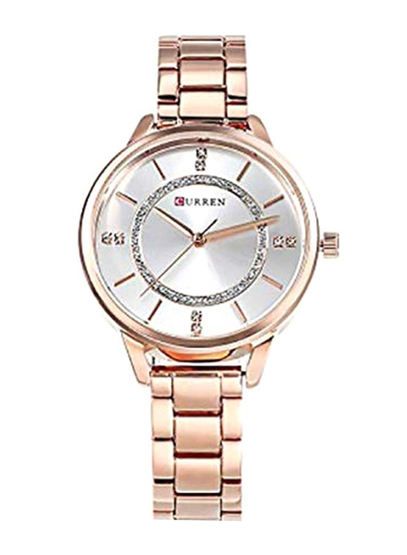 Curren Analog Watch for Women with Stainless Steel Band, Water Resistant, 9006, Rose Gold-Silver