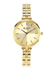 Curren Luxury Analog Watch for Women with Stainless Steel Band, Water Resistant, Gold