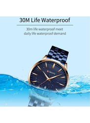 Curren Analog Watch for Men with Stainless Steel Band, Water Resistant, J4265BL-KM, Blue