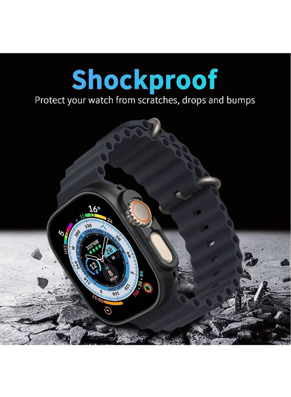 Hard PC Bumper Case All-Around Edge Shockproof Protective Cover for Apple Watch Ultra 49mm, Black